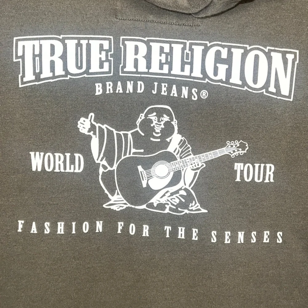 True Religion Men's World Tour Classic Logo Zip Hoodie Olive Green XL 104240